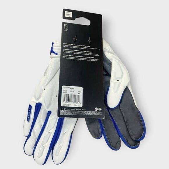 Nike Jordan D-Tack 7.0 White/Signal Blue Football Gloves HQ5969-161 Size 2XL New - Picture 3 of 6